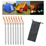 Maxbell 8Pcs Tent Stakes Lightweight Metal Stakes for Ground for Desert Outdoor Trip Silver