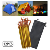 Maxbell Tent Stakes Anchors Metal Stakes for Ground for Backpacking Gardening Awning 12 Pieces Gold