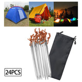 Maxbell Tent Stakes Anchors Metal Stakes for Ground for Backpacking Gardening Awning 24 Pieces Silver