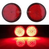 Max 2 Pieces Round Reflectors Universal for Motorcycle ATV Dirt Bike Red