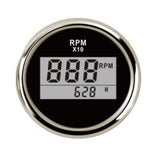Maxbell 52mm 2" Digital Display Tachometer Gauge for Marine Boat Black Chrome