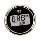 Maxbell 52mm 2" Digital Display Tachometer Gauge for Marine Boat Black Chrome