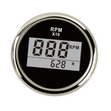 Maxbell 52mm 2" Digital Display Tachometer Gauge for Marine Boat Black Chrome