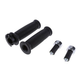 Maxbell 7/8'' 22mm Motorcycle Handlebar Throttle Grips with Silver Bar End black