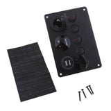 Maxbell 12-24V Dual USB Port Charger Voltmeter 5 Gang Toggle Switch Panel Red LED
