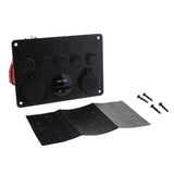 Maxbell 12-24V Dual USB Port Charger Voltmeter 5 Gang Toggle Switch Panel Red LED