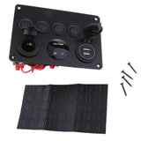 Maxbell 12-24V Dual USB Port Charger Voltmeter 5 Gang Toggle Switch Panel Red LED