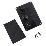 Maxbell 12-24V Dual USB Port Charger Voltmeter 5 Gang Toggle Switch Panel Red LED