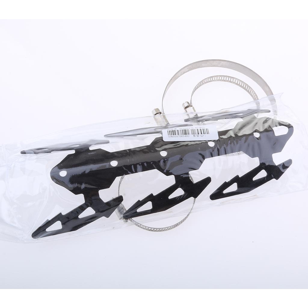 Max 24cm Motorcycle Exhaust Muffler Pipe Leg Protector Heat Shield Cover Black
