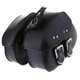 Maxbell Motorcycle Saddle Bags Two Black Leather Side Pouch Panniers PU Leather