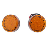 Maxbell Universal 2pcs Round Turn Signal Amber LED Light Orange Lens for Harley Softail
