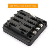 Maxbell 6-Way Fuse Block – Fuse Box with LED Warning Indicator & Cover for Automotive Car Boat Marine RV Truck DC 32V