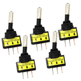 Maxbell 5Pcs 12V 20A LED Light SPST ON/OFF 3Pins Rocker Toggle Switch Blue