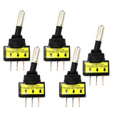 Maxbell 5Pcs 12V 20A LED Light SPST ON/OFF 3Pins Rocker Toggle Switch Blue