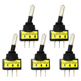 Maxbell 5Pcs 12V 20A LED Light SPST ON/OFF 3Pins Rocker Toggle Switch Blue