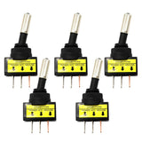 Maxbell 5Pcs 12V 20A LED Light SPST ON/OFF 3Pins Rocker Toggle Switch Blue