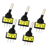 Maxbell 5Pcs 12V 20A LED Light SPST ON/OFF 3Pins Rocker Toggle Switch Blue