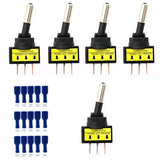 Maxbell 5Pcs 12V 20A LED Light SPST ON/OFF 3Pins Rocker Toggle Switch Blue