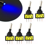 Maxbell 5Pcs 12V 20A LED Light SPST ON/OFF 3Pins Rocker Toggle Switch Blue