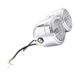 Max 12V 55W Motorcycle Retro Grid Dual Head Light Clear Lens for Harley Silver