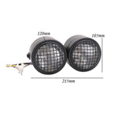 Max 12V 55W Motorcycle Retro Grid Dual Head Light Clear Lens for Harley Silver