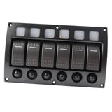 Maxbell 6 Gang Boat Marine RV 12V 24V Rocker Switch Panel LED Indicator Auto Fuses