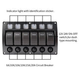 Maxbell 6 Gang Boat Marine RV 12V 24V Rocker Switch Panel LED Indicator Auto Fuses