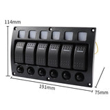 Maxbell 6 Gang Boat Marine RV 12V 24V Rocker Switch Panel LED Indicator Auto Fuses