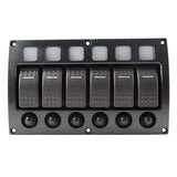 Maxbell 6 Gang Boat Marine RV 12V 24V Rocker Switch Panel LED Indicator Auto Fuses