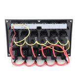Maxbell 6 Gang Boat Marine RV 12V 24V Rocker Switch Panel LED Indicator Auto Fuses