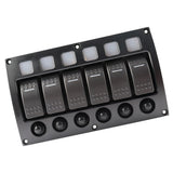Maxbell 6 Gang Boat Marine RV 12V 24V Rocker Switch Panel LED Indicator Auto Fuses
