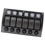Maxbell 6 Gang Boat Marine RV 12V 24V Rocker Switch Panel LED Indicator Auto Fuses