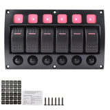 Maxbell 6 Gang Boat Marine RV 12V 24V Rocker Switch Panel LED Indicator Auto Fuses