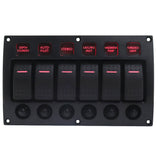 Maxbell 6 Gang Boat Marine RV 12V 24V Rocker Switch Panel LED Indicator Auto Fuses