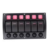 Maxbell 6 Gang Boat Marine RV 12V 24V Rocker Switch Panel LED Indicator Auto Fuses