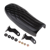 Maxbell Motorcycle Vintage Cafe Racer Saddle Seat Stylish Rhombus and Line, Black Waterproof Artificial Leather