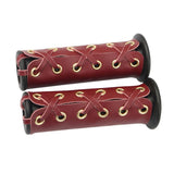 Max 22mm 7/8" Leather Motorcycle Hand Grip Throttle Covers Wraps Red