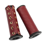 Max 22mm 7/8" Leather Motorcycle Hand Grip Throttle Covers Wraps Red