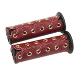 Max 22mm 7/8" Leather Motorcycle Hand Grip Throttle Covers Wraps Red