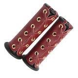 Max 22mm 7/8" Leather Motorcycle Hand Grip Throttle Covers Wraps Red