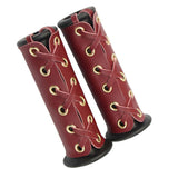 Max 22mm 7/8" Leather Motorcycle Hand Grip Throttle Covers Wraps Red