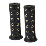 Max 22mm 7/8" Leather Motorcycle Hand Grip Throttle Covers Wraps Black