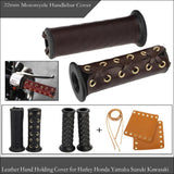Max 22mm 7/8" Leather Motorcycle Hand Grip Throttle Covers Wraps Black