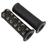 Max 22mm 7/8" Leather Motorcycle Hand Grip Throttle Covers Wraps Black