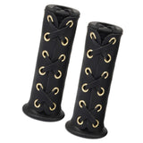 Max 22mm 7/8" Leather Motorcycle Hand Grip Throttle Covers Wraps Black
