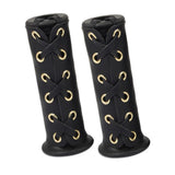 Max 22mm 7/8" Leather Motorcycle Hand Grip Throttle Covers Wraps Black