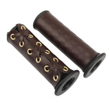 Max 22mm 7/8" Leather Motorcycle Hand Grip Throttle Covers Wraps Brown