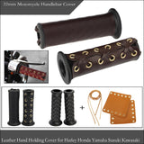 Max 22mm 7/8" Leather Motorcycle Hand Grip Throttle Covers Wraps Brown
