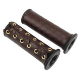 Max 22mm 7/8" Leather Motorcycle Hand Grip Throttle Covers Wraps Brown