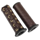 Max 22mm 7/8" Leather Motorcycle Hand Grip Throttle Covers Wraps Brown